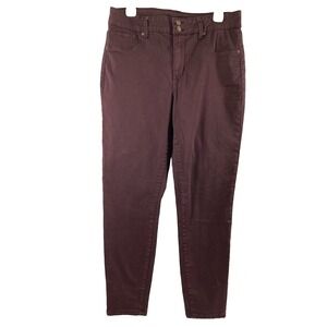 Maurice Jeans Womens Large 32" W Burgundy Denim Stretch High Rise Skinny Casual